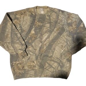 Vintage Realtree Jerzees Camo Sweatshirt Mens XXL Hardwoods Hunting Crewneck 90s